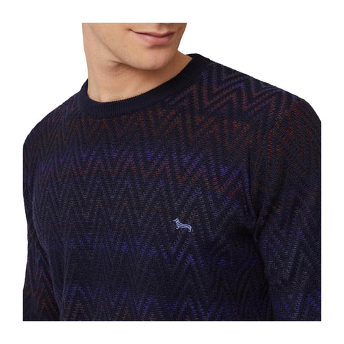 HARMONT & BLAINE Pullover Maglia Uomo motivo spinato Blu multicolor A24 - HARMONT & BLAINEHRM694030277 - 845 - M - Francavilla Moda